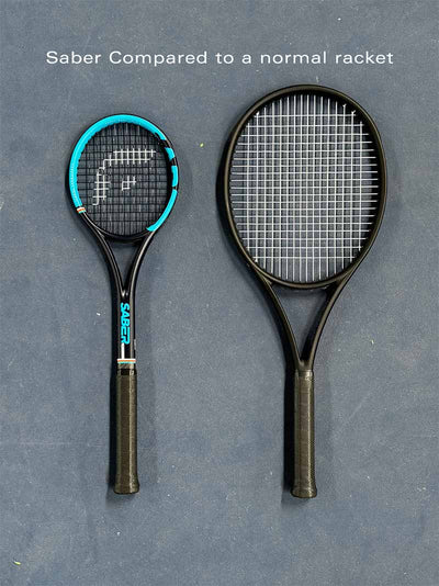 Functional Tennis Saber compared to a normal racket